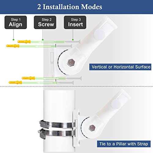 NQ Flag Pole Holder Adjustable, Flag Pole Bracket for Outside House Heavy Duty Aluminum, Multi-Position Flag Pole Mounting Bracket Rust Free with Hardwares, 1" Inner Diameter (White- 1 Pack) - Image 4