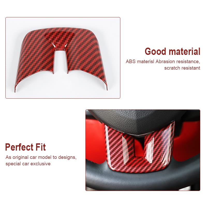 Linskip Steering Wheel Trim Compatible with Dodge Journey 2013-2022 & Charger/Challenger/Durango/Dart 2009-2014, Steering Wheel Cover for Journey Interior Accessories 3Pcs(Red Carbon Fiber) - Image 1