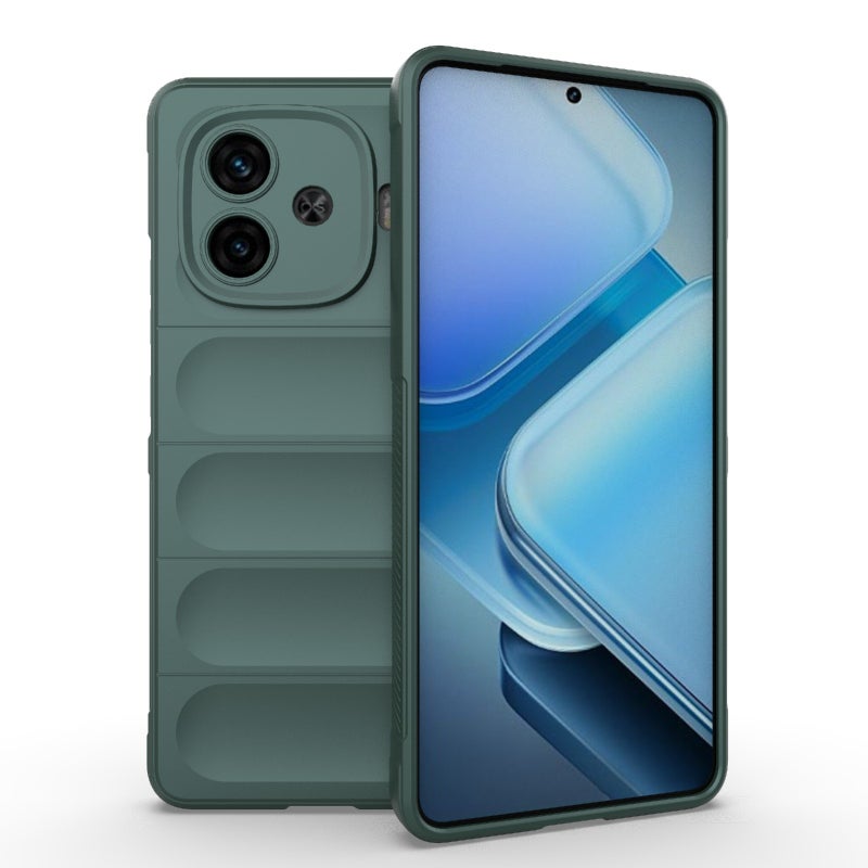 HuHa Case Cover For vivo iQOO Z9 Turbo 5G Magic Shield TPU + Flannel Phone Case(Dark Green) - Image 1