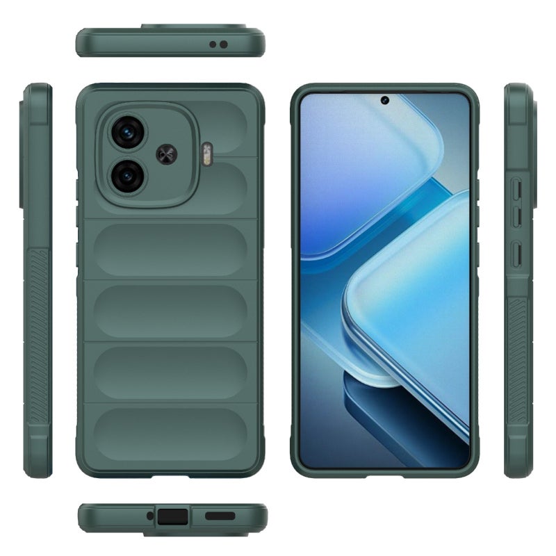 HuHa Case Cover For vivo iQOO Z9 Turbo 5G Magic Shield TPU + Flannel Phone Case(Dark Green) - Image 3