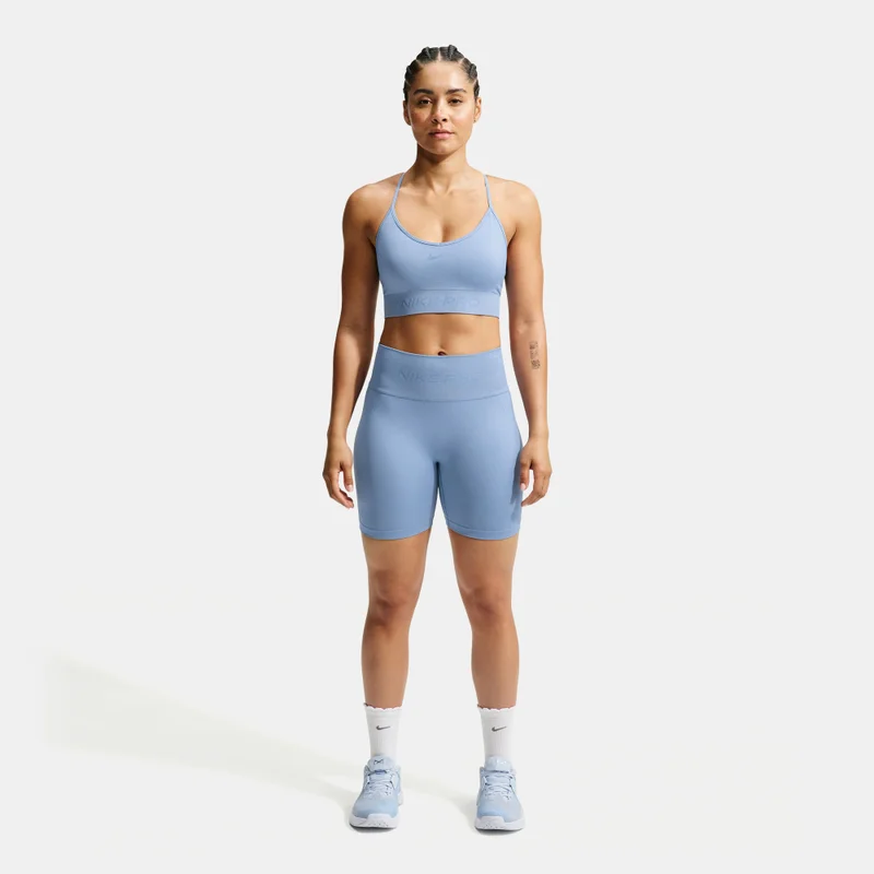 Nike Blue Women's Pro Seamless Dri-FIT Training Bike Shorts for Women | Best Price UAE