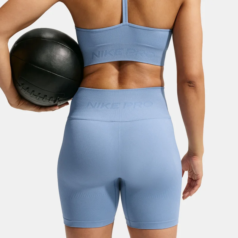 Nike Blue Women's Pro Seamless Dri-FIT Training Bike Shorts for Women | Best Price UAE