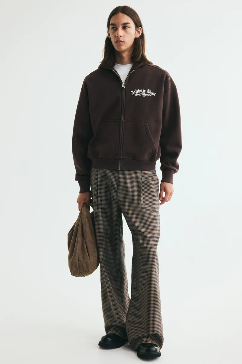 H&M  Oversized Fit Printed zip-through hoodie for Men | Best Price UAE