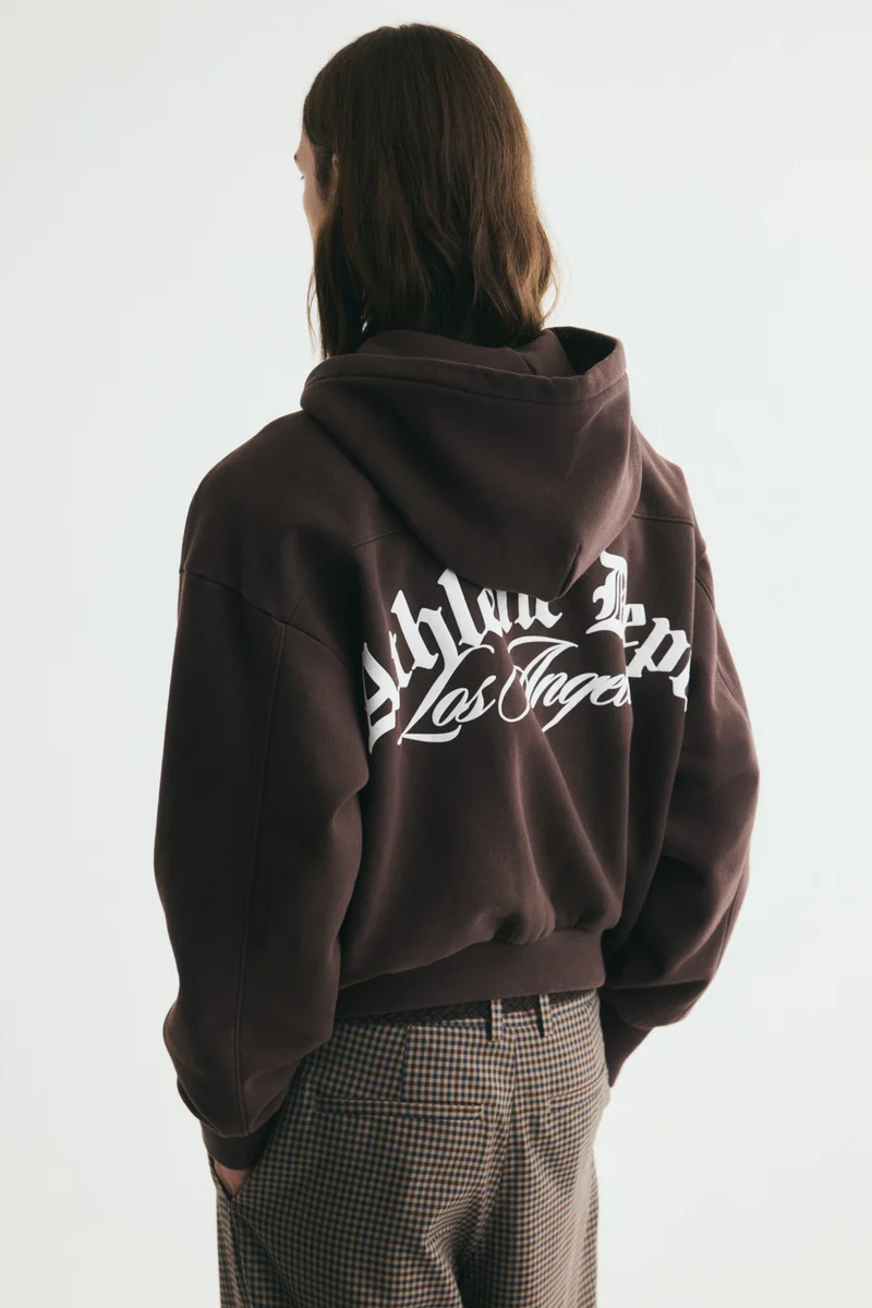 H&M  Oversized Fit Printed zip-through hoodie for Men | Best Price UAE