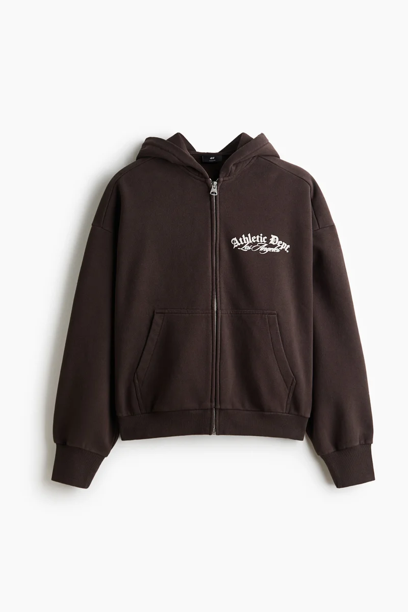 H&M  Oversized Fit Printed zip-through hoodie for Men | Best Price UAE