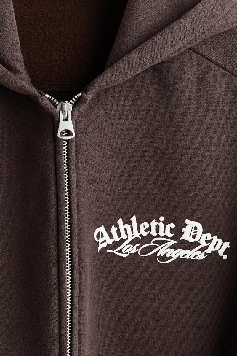 H&M  Oversized Fit Printed zip-through hoodie for Men | Best Price UAE