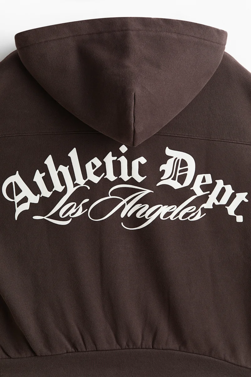 H&M  Oversized Fit Printed zip-through hoodie for Men | Best Price UAE