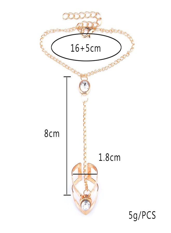 INENIMARTJ Gold Hand Chain Bracelet for Women - Butterfly Crystal Finger Chain Bracelet Rhinestone Hand Jewelry - Image 3