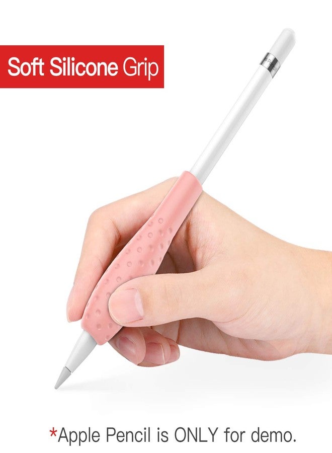MoKo [2 Pack Silicone Grip Holder Ergo Protective Sleeve Cover Case Accessories Compatible with Apple Pencil 1st / 2nd Generation, Gray & Pink - Image 2
