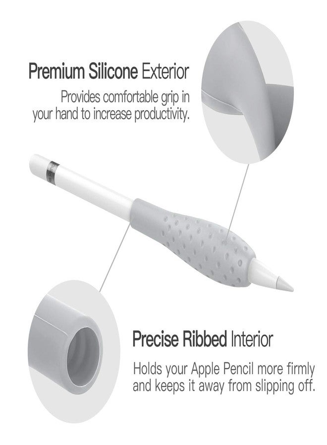MoKo [2 Pack Silicone Grip Holder Ergo Protective Sleeve Cover Case Accessories Compatible with Apple Pencil 1st / 2nd Generation, Gray & Pink - Image 3