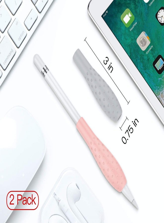 MoKo [2 Pack Silicone Grip Holder Ergo Protective Sleeve Cover Case Accessories Compatible with Apple Pencil 1st / 2nd Generation, Gray & Pink - Image 5