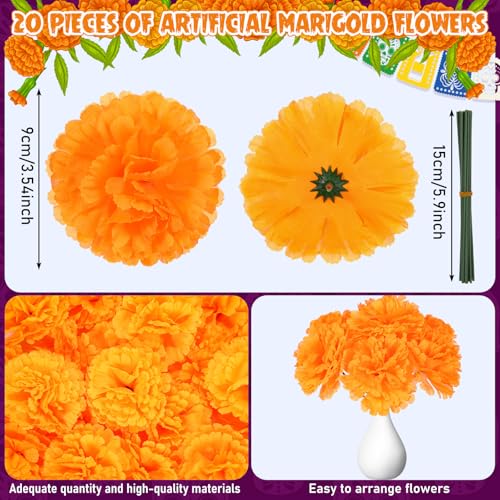 Jetec 30 Pcs Dia De Los Muertos Decoration Set Include Day of the Dead Altar Ofrenda Artificial Marigold Flowers 492 Feet Diwali Marigold Garland Light and Monarch Butterfly DecorMonarch Butterfly - Image 3