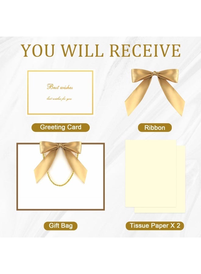 Neox 3 Pcs White Large Gift Bags, Paper Bags with Ribbon, Greeting Cards and Tissue Paper, Portable Party Bags with Handles, Birthday Gift Bags, Present Bags for Wedding Party, Party Supplies - Image 2