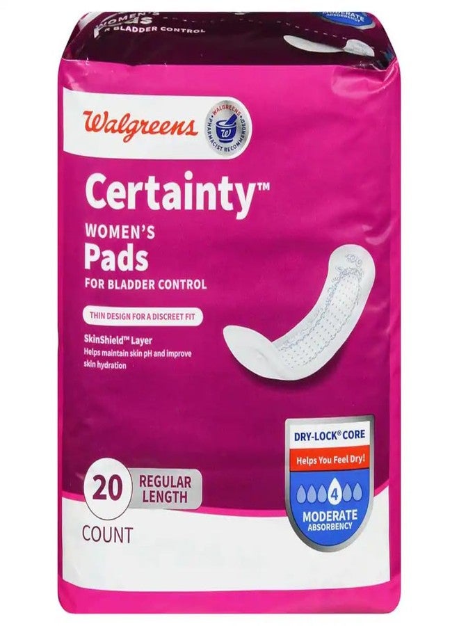 Walgreens Certainty Women's Bladder Control Pads, Moderate Absorbency, Regular Length 20.0ea - Image 1