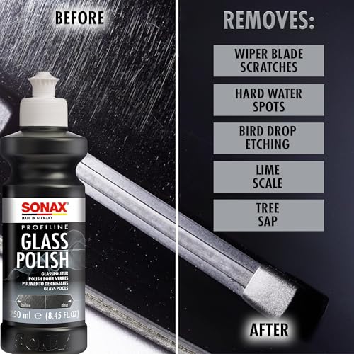 SONAX Glass Polish 27314 | Professional Grade Cleaner for Smooth & Scratch Free Glass | Removes Stubborn Stains, Water Spots & Micro Scratches | Ideal for Automotive & Household Glass Surfaces | 250ml - Image 2