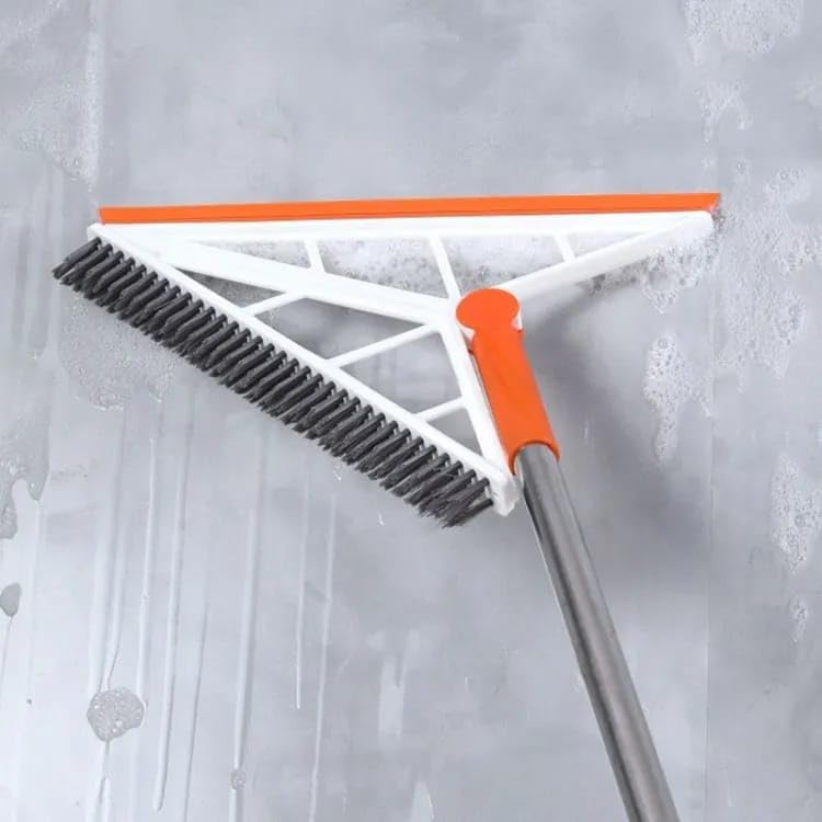 BAIG 2 in 1 Floor Scrub Brush, V-Shaped Floor Scrub Brush with Long Handle, Bathroom Shower Cleaning Brush Magic Broom Brush 120°Rotating Removable Brush Head for Bathroom, Tiles, Removable Wiper - Image 1