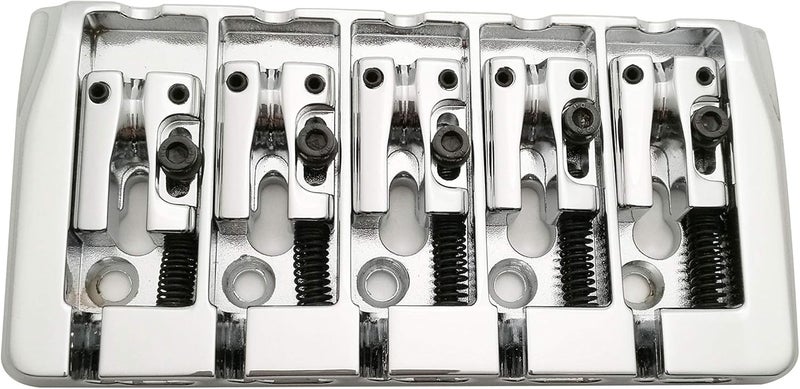 guyker 5 String Bass Bridge with Locking Zinc Saddles – Dual Load Type A Bridges String Space 19mm Replacement for Jazz Bass or Precision Electric Instruments (Chrome) - Image 3