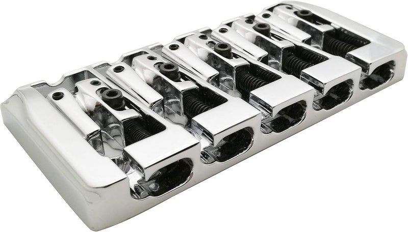 guyker 5 String Bass Bridge with Locking Zinc Saddles – Dual Load Type A Bridges String Space 19mm Replacement for Jazz Bass or Precision Electric Instruments (Chrome) - Image 2