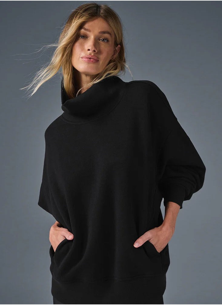 alo - alo ALO Early Spring High-neck Casual Loose Fit Sporty Lightweight Hooded Sweatshirt - Image 1