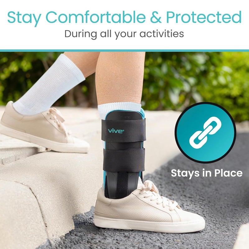 Vive Ankle Stirrup Brace  Air Gel Stabilizer for Ankle Sprain Tendonitis Support for Men  Women  Right  Left Foot Achilles Tendon Compression Relief Fracture Treatment  Hot  Cold Therapy - Image 4