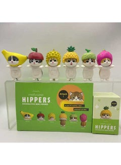 Generic Cute Elephant Slide Cat Box Egg Hamburger Sandwich Cat Fried Shrimp Cat Mini Food Play Ornaments Toy Doll-color:6 Types Of Papa  - Image 1
