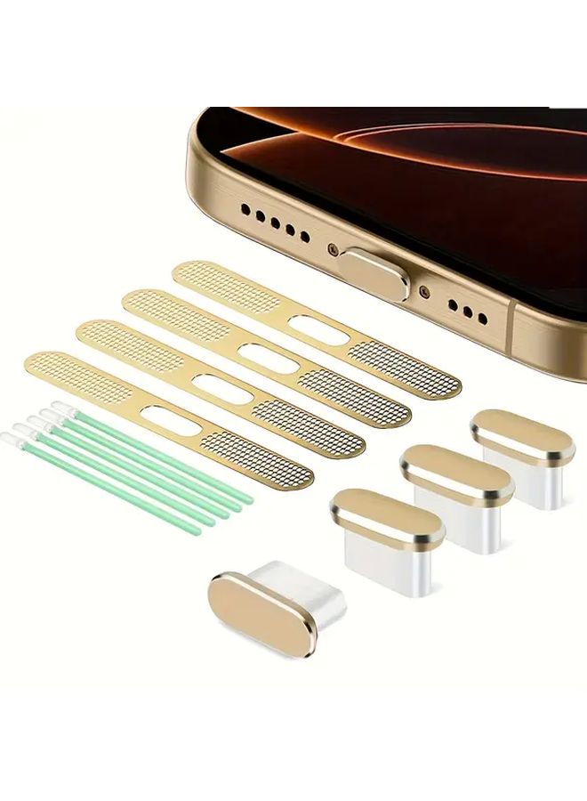 Silver 13 Pcs Phone Dust Plug Set with Covers and Cleaning Swabs for Type C iPhone 15 16 - Image 5