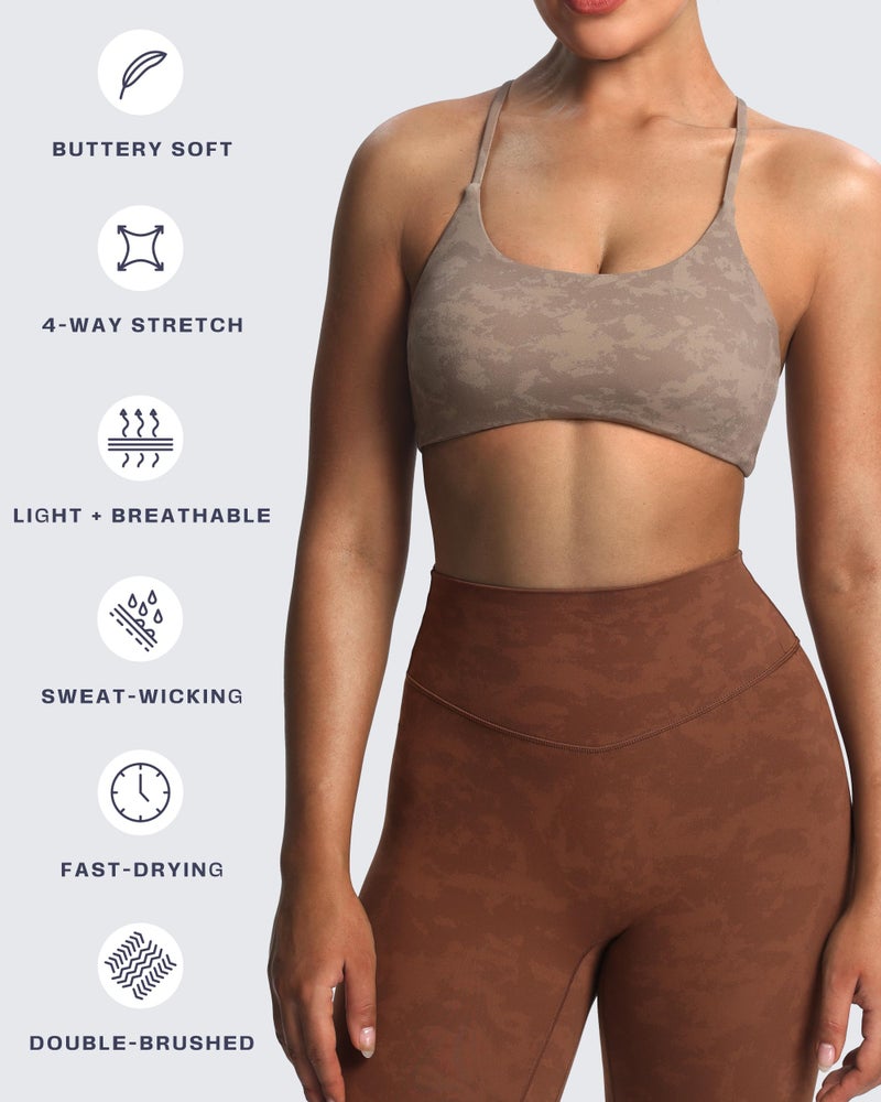 Aoxjox Women's Workout Sports Bras Fitness Trinity Ivy Low Impact Bra Yoga Crop Tank (Cloud Fade Mocha, Small) - Image 4