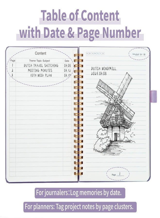 YOXMJDB A5 Lined Spiral Notebook with Pen Holder, 140 Pages Hardcover Journal for Women, To Do List Planner for Work, Bible Study & Meetings (A5, Purple, No Pen) - Image 3