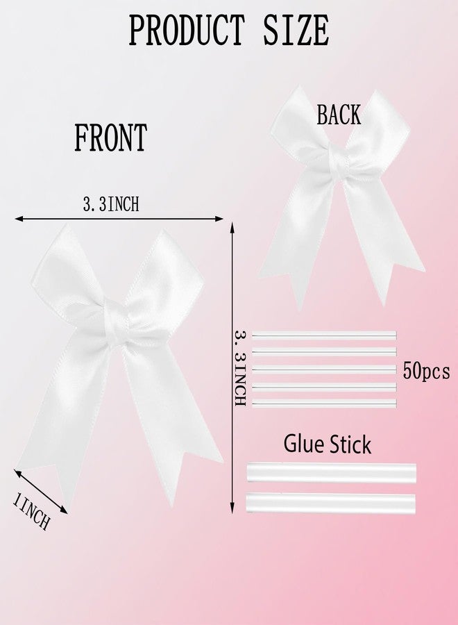 Amstorer Twist Tie Bows Satin Ribbon Bow 3.3 Inch Gift Wrap Bow Craft Bows for Gift Wrapping, Party Decorations Gifts Bag DIY Treat Bags (White, 1 Count(Pack of 50)) - Image 2