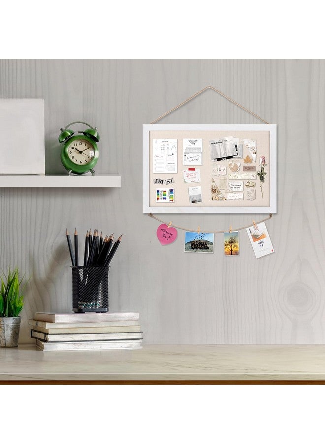 Emfogo Cork Board Vision Board 16 "X11 " White Linen Cork Boards For Walls With White Frame Pin Board Bulletin Board For Home Kitchen School Office Decor (Vintage White) - Image 4