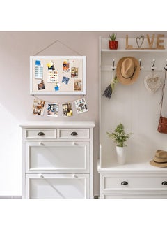 Emfogo Cork Board Vision Board 16 "X11 " White Linen Cork Boards For Walls With White Frame Pin Board Bulletin Board For Home Kitchen School Office Decor (Vintage White)  - Image 2