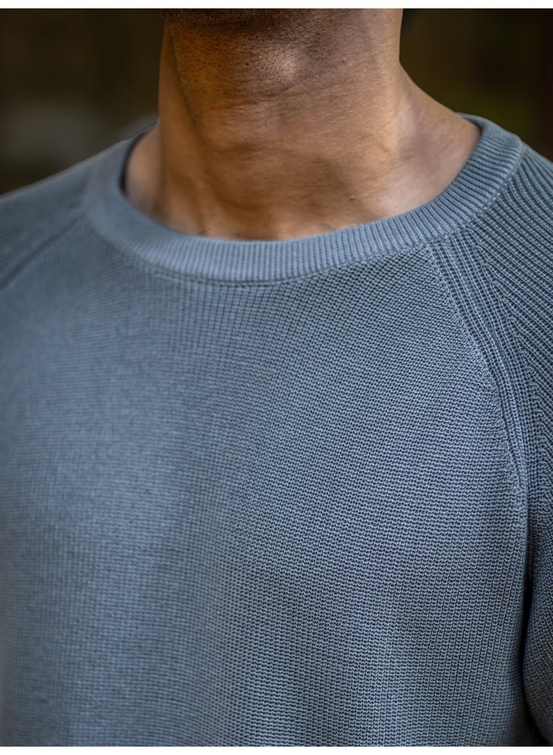 Maniac Mens Solid Raglan Half Sleeve Round Neck Grey Slim Fit T-Shirt - Image 3