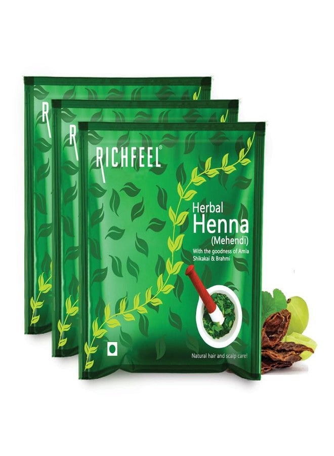 Richfeel Heena Mehendi Powder| Mehandi powder for hair | Natural Hair Color and Conditioning with the goodness of Amla, Shikakai & Brahmi | 100g (Pack of 3) - Image 1