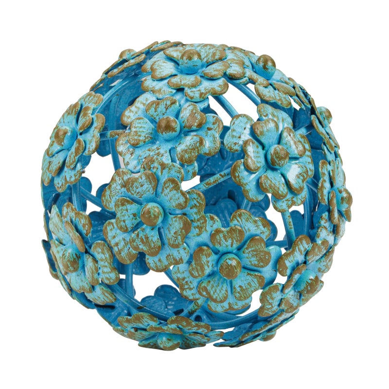 Everydecor Metal Decorative Sphere for Home Decor - Decorative Balls for Shelves, Centerpiece Bowls, Bookshelf - Decoration Orbs Accents for Living Room, Bedroom - Antique Blue Shelf Spheres - Image 1