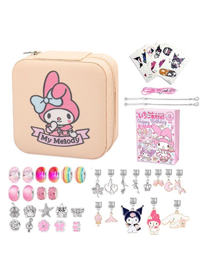 Muyixin Kawaii Sanrio Kuromi DIY Beaded Bracelet Set With Box Handmade Jewelry - Pink  - Image 1