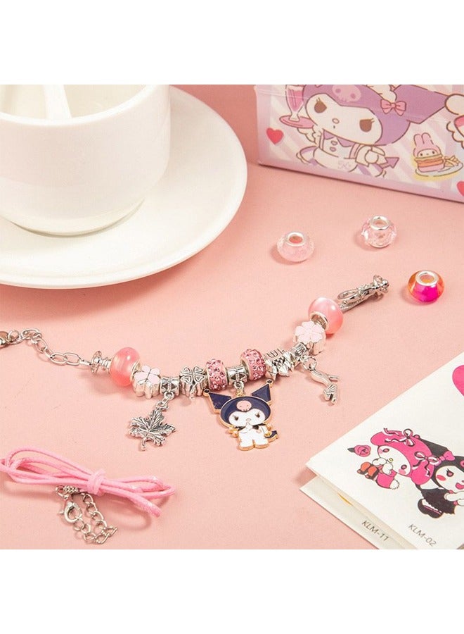 Muyixin Kawaii Sanrio Kuromi DIY Beaded Bracelet Set With Box Handmade Jewelry - Pink  - Image 4