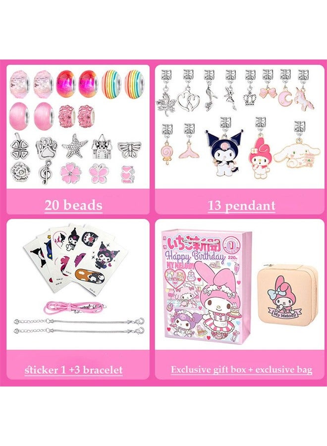 Muyixin Kawaii Sanrio Kuromi DIY Beaded Bracelet Set With Box Handmade Jewelry - Pink  - Image 5