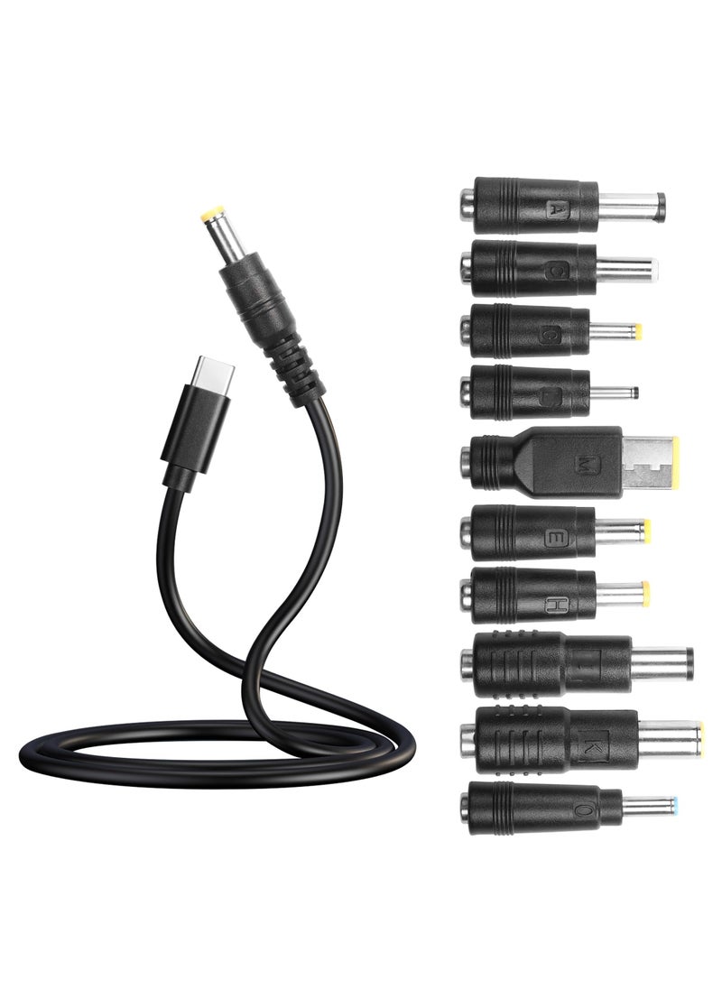 سانموجيد كابل محولات USB إلى DC، كابل شحن طاقة من النوع C إلى DC PD 65W، كابل شحن من USB إلى DC (4.9 قدم) مع مجموعة قابس طاقة 10 موصلات تناسب الكمبيوتر المحمول (1.5 متر)  - Image 1