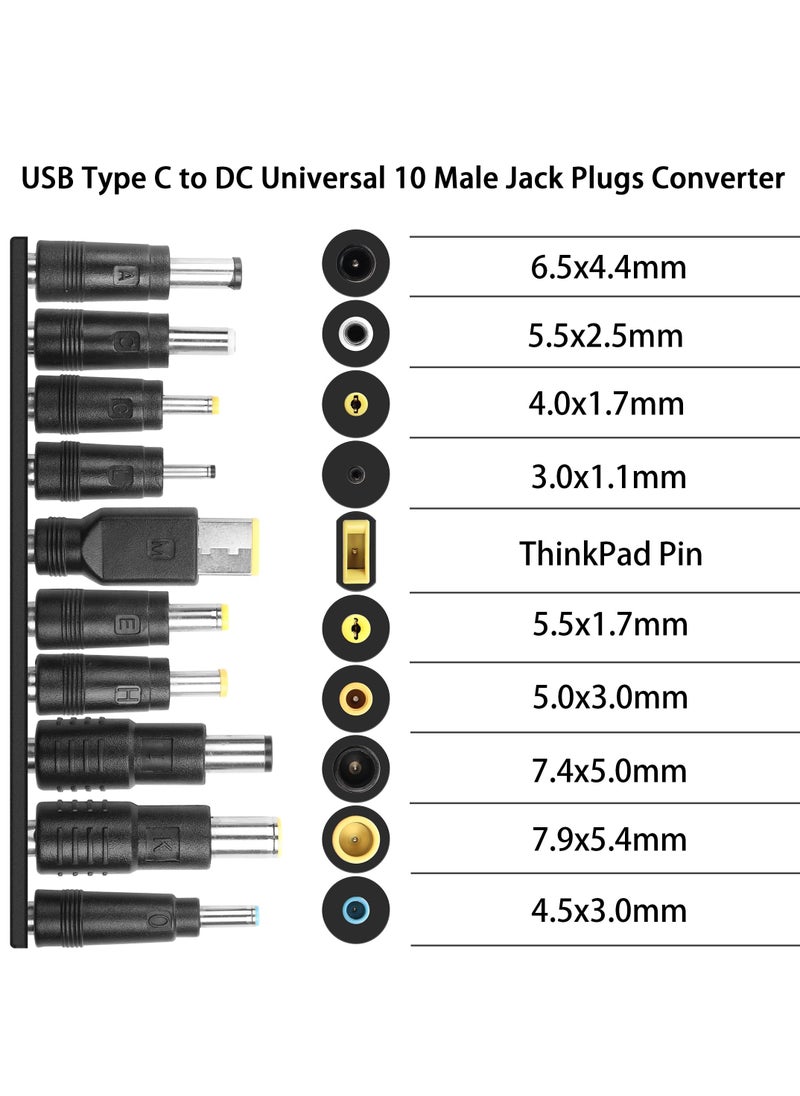 سانموجيد كابل محولات USB إلى DC، كابل شحن طاقة من النوع C إلى DC PD 65W، كابل شحن من USB إلى DC (4.9 قدم) مع مجموعة قابس طاقة 10 موصلات تناسب الكمبيوتر المحمول (1.5 متر)  - Image 2