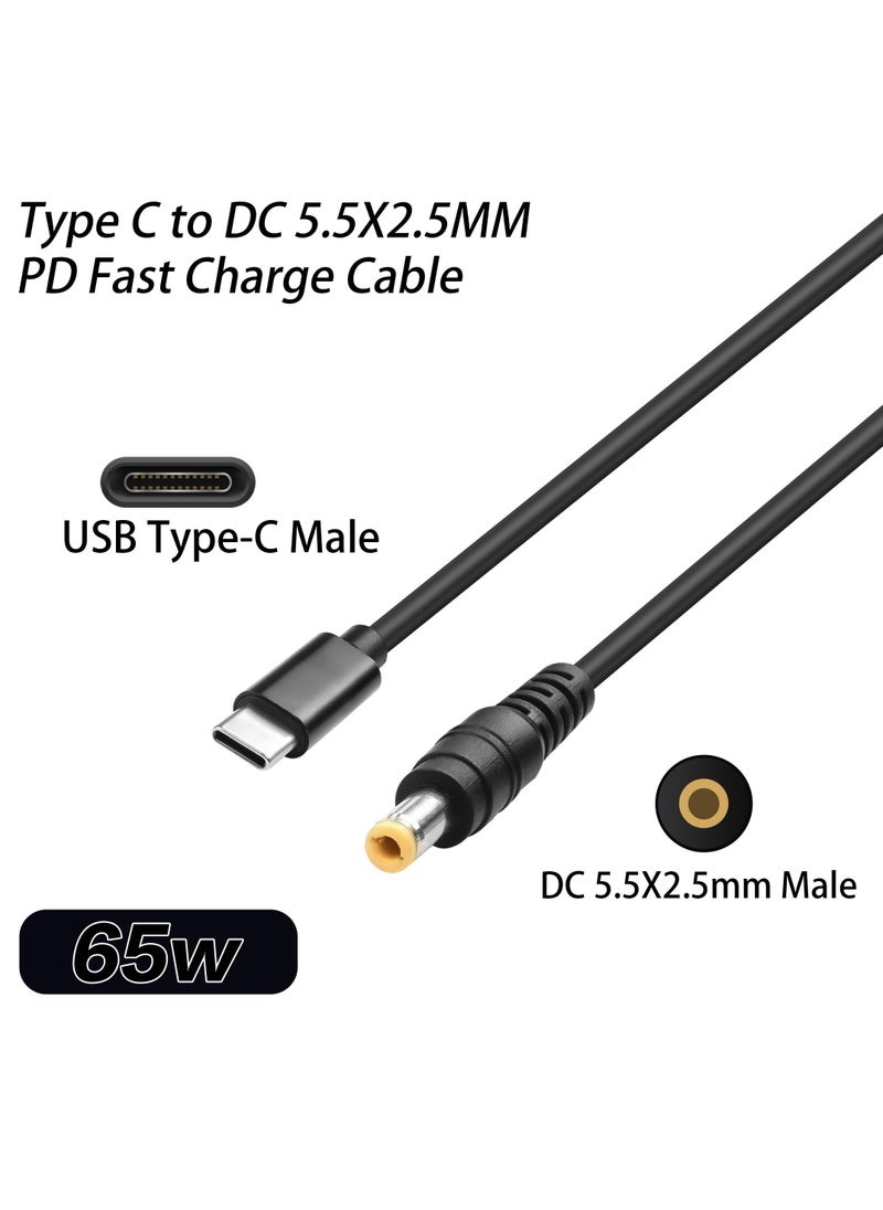 سانموجيد كابل محولات USB إلى DC، كابل شحن طاقة من النوع C إلى DC PD 65W، كابل شحن من USB إلى DC (4.9 قدم) مع مجموعة قابس طاقة 10 موصلات تناسب الكمبيوتر المحمول (1.5 متر)  - Image 3