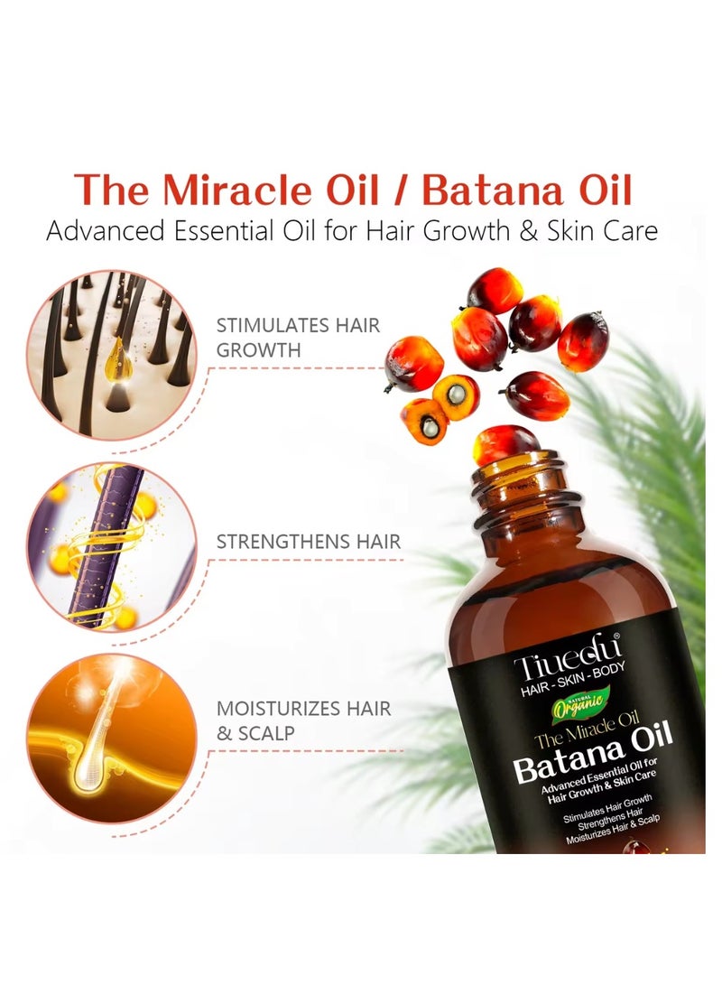 Tiuedu 120ml Natural Batana Oil for Hair Care Hair Conditioner Oil for Thin Hair Repair Damaged Hair Nourishes Thin Hair Scalp Skin and Loss Hair Growth Fit for All Hair Types Raw Batana Oil - Image 2