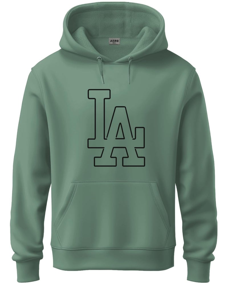 ADRO Men's Cotton Neck Hooded Sweatshirt (H24-LA-PT_Pista - Image 1
