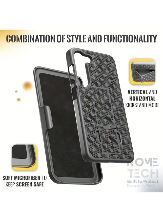 Shockproof Dustproof Heavy Duty Kickstand Phone Case For Samsung Galaxy S24 Black 180 Degree Rotating Outdoor Full Protective Holster - Image 3