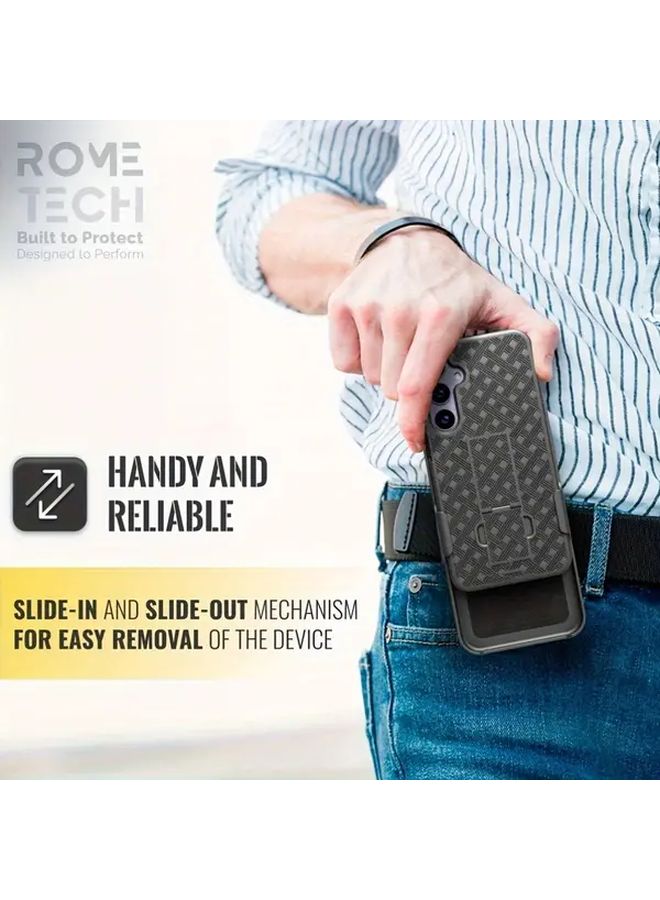 Shockproof Dustproof Heavy Duty Kickstand Phone Case For Samsung Galaxy S24 Black 180 Degree Rotating Outdoor Full Protective Holster - Image 2
