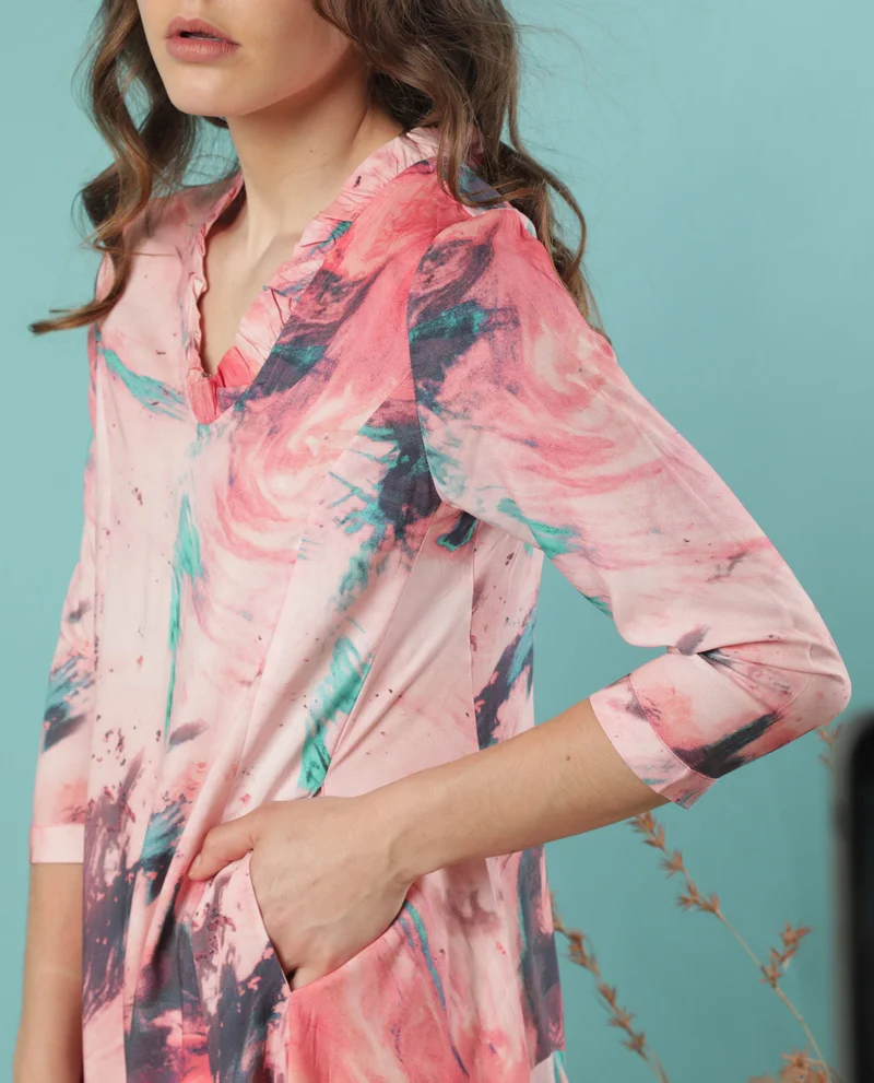 Rareism Women's Drape Dress In Abstract Print