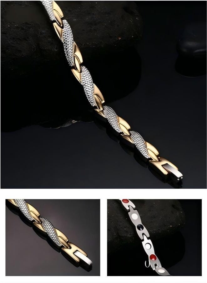 أنيقة التنين المغناطيسي محكم سوار عصري هندسي قابل للفصل صفعة سوار متعدد الألوان عارضة المعصم مجوهرات هدية للرجال الأب الأخ الذهب / الفضة - Image 5