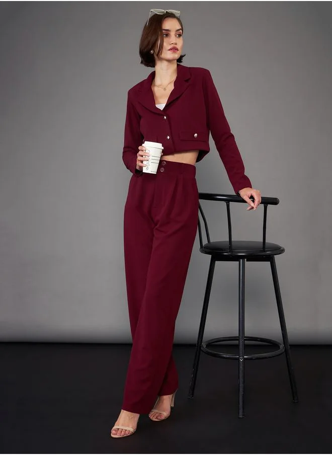 ساسافراس High Rise Straight Pants with Slip Pocket by Styli