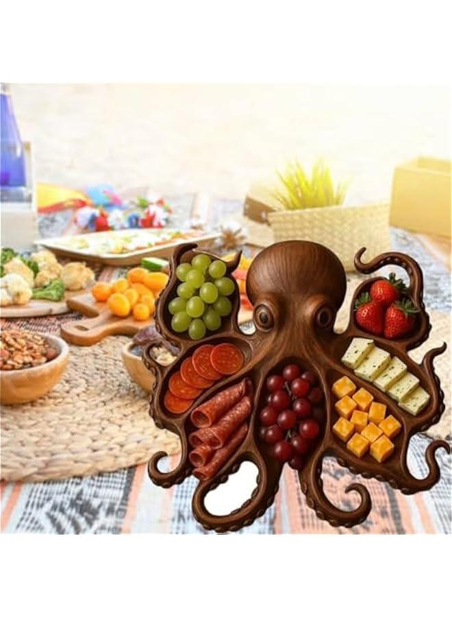 Octopus Charcuterie Platter, Ocean Themed Cheese Bread Board, Novelty Unique Serving Tray Board for Cheese Meats Fruit, Kraken Design Wood Serving Tray, Unique Gift for Seafood Lovers - Image 4