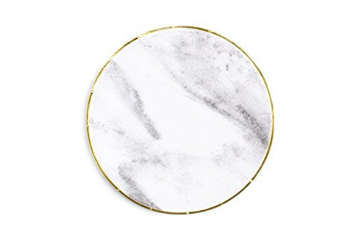 Sugar & Cloth 8.5 Inch Round Paper Plate, Marble with Gold Edge, 16 Count - Image 1