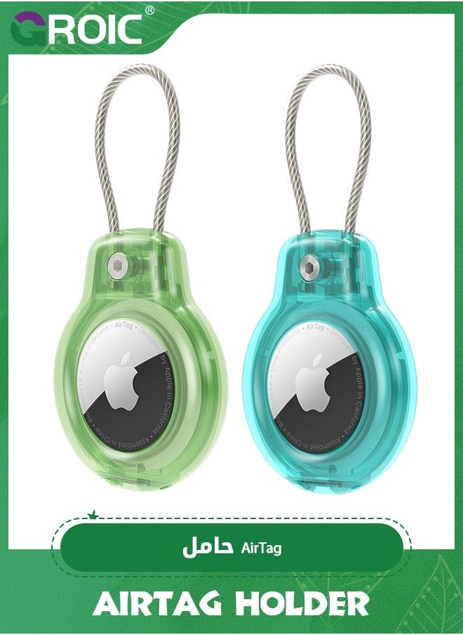 GROIC - Compatible with Apple AirTag Secure Holder Wire Cable, 2 Pack Air Tag Lock Case Keychain Key Ring Chain Luggage tag for Keys, & More - Image 1